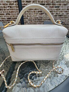 BRAND NEW! Beige Leather Vanity Handbag